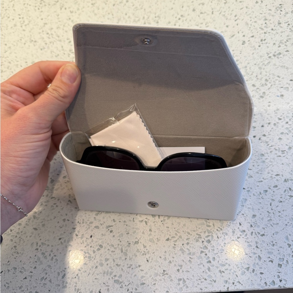 White Sunglasses Case with Black Sunglasses